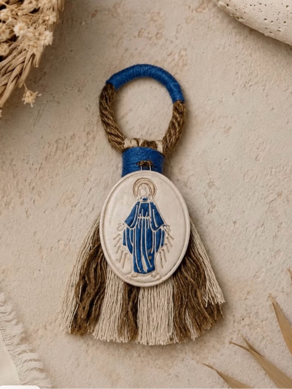 Handcrafted Marian Tassel Wall Hanging - Blue & Natural